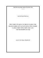 PHÁT TRIỂN tín DỤNG tài TRỢ XUẤT KHẨU CHO DOANH NGHIỆP lớn tại NGÂN HÀNG NÔNG NGHIỆP và PHÁT TRIỂN NÔNG THÔN VIỆT NAM   CHI NHÁNH ĐÔNG hà nội 