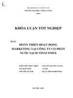 Luận văn hoàn thiện hoạt động marketing tại công ty cổ phần nước sạch vinaconex 