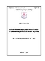 NGHIÊN cứu NỒNG độ VITAMIN d HUYẾT THANH ở BỆNH NHÂN BỆNH PHỔI tắc NGHẼN mạn TÍNH 