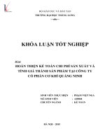Luận văn hoàn thiện kế toán chi phí sản xuất và tính giá thành sản phẩm tại công ty cổ phần cơ khí quảng ninh 