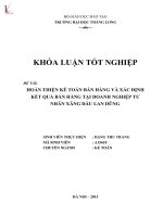 Luận văn hoàn thiện kế toán bán hàng và xác định kết quả bán hàng tại doanh nghiệp tư nhân xăng dầu lan dũng 