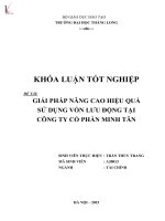 Luận văn giải pháp nâng cao hiệu quả sử dụng vốn lưu động tại công ty cổ phần minh tân 