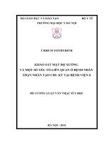 KHẢO sát mật độ XƯƠNG và một số yếu tố LIÊN QUAN ở BỆNH NHÂN THẬN NHÂN tạo CHU kỳ tại BỆNH VIỆN e 
