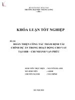Luận văn hoàn thiện công tác thẩm định dự án trong hoạt động cho vay tại SHB  chi nhánh vạn phúc 