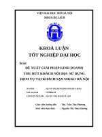 ĐỀ XUẤT GIẢI PHÁP KINH DOANH THU hút KHÁCH nội địa  sử DỤNG DỊCH vụ tại KHÁCH sạn NIKKO hà nội 