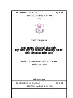 THựC TRạNG sức KHOẻ tâm THầN học SINH một số TRƯờNG TRUNG học cơ sở TỉNH BìNH ĐịNH năm 2015 