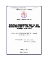 THựC TRạNG sức KHỏE tâm THầN học SINH TRƯờNG TRUNG học cơ sở TRÂU QUỳ   hà nội năm học 2015   2016 
