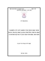 NGHIÊN cứu sức KHỎE tâm THẦN học SINH BẰNG THANG SDQ tại HAI TRƯỜNG TRUNG học cơ sở HUYỆN BA vì, hà nội năm học 2015 2016 