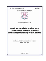 HIểU BIếT, NHU cầu, KHả NĂNG CHI TRả CHO DịCH vụ y tế từ XA của BệNH NHÂN nội TRú tại BệNH VIệN đa KHOA PHú THọ năm 2016 và một số yếu tố ảNH HƯởNG 