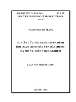 NGHIÊN cứu tác DỤNG điều CHỈNH rối LOẠN LIPID máu của bài THUỐC hạ mỡ NK TRÊN THỰC NGHIỆM 