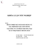 Luận văn hoàn thiện kế toán bán hàng và xác định kết quả bán hàng tại công ty cổ phần thương mại xuất nhập khẩu hoàng bảo 