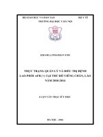 THỰC TRẠNG QUẢN lý và điều TRỊ BỆNH LAO PHỔI AFB (+) tại THỦ đô VIÊNG CHĂN, lào năm 2010 2014 