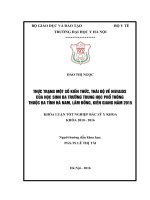 THỰC TRẠNG một số KIẾN THỨC, THÁI độ về HIVAIDS của học SINH BA TRƯỜNG TRUNG học PHỔ THÔNG THUỘC BA TỈNH hà NAM, lâm ĐỒNG, KIÊN GIANG năm 2015 