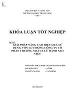 Luận văn giải pháp nâng cao hiệu quả sử dụng vốn lưu động tại công ty cổ phần thương mại và lữ hành sao việt 