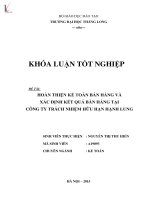 Luận văn hoàn thiện kế toán bán hàng và xác định kết quả bán hàng tại công ty TNHH hạnh lung 