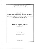Những luận cứ khoa học cho việc đổi mới và hoàn thiện hệ thống pháp luật việt nam trong bối cảnh hội nhập quốc tế