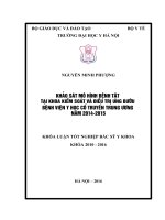 KHảO sát mô HìNH BệNH tật tại KHOA KIểM SOáT và điều TRị UNG bướu BệNH VIệN y học cổ TRUYềN TRUNG ƯƠNG năm 2014 2015 