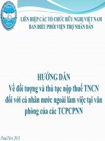 Hướng dẫn Về đối tượng và thủ tục nộp thuế Thu nhập cá nhân đối với cá nhân nước ngoài làm việc tại văn phòng của các Tổ chức NGO nước ngoài