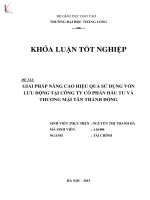 Luận văn giải pháp nâng cao hiệu quả sử dụng vốn lưu động tại công ty cổ phần đầu tư và thương mại tân thành đồng 