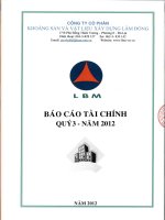 Báo cáo tài chính công ty mẹ quý 3 năm 2012 - Công ty Cổ phần Khoáng sản và Vật liệu xây dựng Lâm Đồng