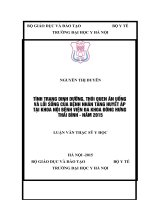 TÌNH TRẠNG DINH DƯỠNG, THÓI QUEN ăn UỐNG và lối SỐNG của BỆNH NHÂN TĂNG HUYẾT áp tại KHOA nội BỆNH VIỆN đa KHOA ĐÔNG HƯNG THÁI BÌNH   năm 2015 