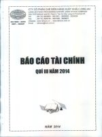 Báo cáo tài chính quý 3 năm 2014 - Công ty Cổ phần Chế biến Hàng xuất khẩu Long An