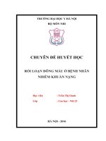 RỐI LOẠN ĐÔNG máu ở BỆNH NHÂN NHIỄM KHUẨN NẶNG 