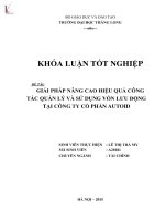 Luận văn giải pháp nâng cao hiệu quả công tác quản lý và sử dụng vốn lưu động tại công ty cổ phần autoid 