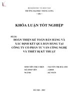 Luận văn hoàn thiện kế toán bán hàng và xác định kết quả bán hàng tại công ty cổ phần tư vấn công nghệ và thiết bị kỹ thuật 