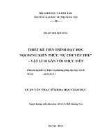 THIẾT kế TIẾN TRÌNH dạy học nội DUNG KIẾN THỨC “sự CHUYỂN THỂ”    vật lí 10 gắn với THỰC TIỄN 