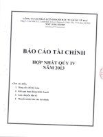 Báo cáo tài chính hợp nhất quý 4 năm 2013 - Công ty Cổ phần Liên doanh Đầu tư Quốc tế KLF