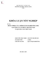 Luận văn hoàn thiện các chính sách marketing mix tại công ty cổ phần thương mại và quàng cáo việt nam 