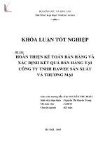 Luận văn hoàn thiện kế toán bán hàng và xác định kết quả bán hàng tại công ty TNHH hawee sản xuất và thương mại 
