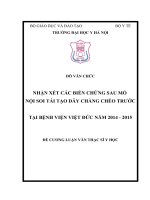 NHẬN xét các BIẾN CHỨNG SAU mổ nội SOI tái tạo dây CHẰNG CHÉO TRƯỚC tại BỆNH VIỆN VIỆT đức năm 2014   2015 