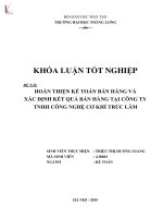 Luận văn hoàn thiện kế toán bán hàng và xác định kết quả bán hàng tại công ty TNHH công nghệ cơ khí trúc lâm 