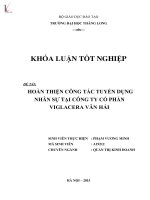 Luận văn Hoàn thiện công tác tuyển dụng nhân sự tại công ty cổ phần Viglacera Vân Hải