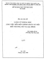 Luận cứ khoa học cho việc đổi mới chính sách xã hội đối với phụ nữ và gia đình 