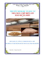 THUYẾT MINH dự án đầu tư NHÀ máy CHẾ BIẾN gỗ hào HƯNG DHT 