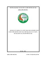 ĐÁNH GIÁ TÁC ĐỘNG CỦA NƯỚC THẢI CHĂN NUÔI ĐẾN CHẤT LƯỢNG MÔI TRƯỜNG NƯỚC MẶT TRÊN ĐỊA BÀN XÃ CẤN HỮU, HUYỆN QUỐC OAI, THÀNH PHỐ HÀ NỘI