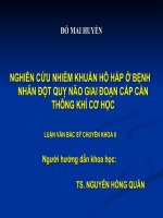 NGHIêN cứu NHIỄM KHUẨN hô hấp ở BỆNH NHÂN đột QUỴ não GIAI đoạn cấp cần THôNG KHÍ cơ học 