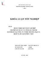 Luận văn hoàn thiện kế toán tập hợp chi phí sản xuất và tính giá thành sản phẩm tại công ty TNHH thương mại và dịch vụ du lịch phúc việt 