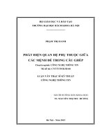 PHÁT HIỆN QUAN hệ PHỤ THUỘC GIỮA các MỆNH đề TRONG câu GHÉP 