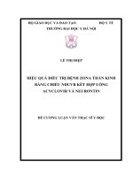 HIỆU QUẢ điều TRỊ BỆNH ZONA THẦN KINH BẰNG CHIẾU NDUVB kết hợp UỐNG ACYCLOVIR và NEURONTIN 