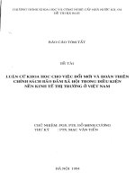 Luận cứ khoa học cho việc đổi mới và hoàn thiện chính sách bảo đảm xã hội trong điều kiện nền kinh tế thị trường ở việt nam 