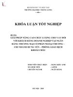 Luận văn giải pháp nâng cao chất lượng cho vay đối với khách hàng doanh nghiệp tại ngân hàng thương mại cổ phần ngoại thương chi nhánh hưng yên phòng giao dịch khoái châu 