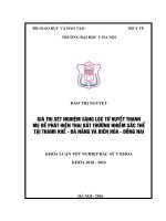 GIÁ TRỊ xét NGHIỆM SÀNG lọc từ HUYẾT THANH mẹ để PHÁT HIỆN THAI bất THƯỜNG NHIỄM sắc THỂ tại THANH KHÊ   đà NẴNG và BIÊN hòa   ĐỒNG NAI 