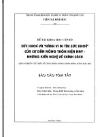Sức khoẻ và hành vi đi tìm sức khoẻ của cư dân nông thôn hiện nay   những kiến nghị về chính sách 