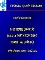 THỰC TRẠNG CôNG tác QUẢN lí THIẾT kế xây DỰNG DOANH TRẠI QUÂN đội 