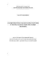 CÁC BIỆN PHÁP NÂNG CAO CHẤT LƯỢNG TUYỂN SINH ở  TRƯỜNG CAO ĐẲNG NGHỀ CÔNG NGHIỆP THANH hóa 