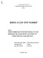 Luận văn hoàn thiện kế toán bán hàng và xác định kết quả bán hàng tại công ty TNHH thương mại phú đức 